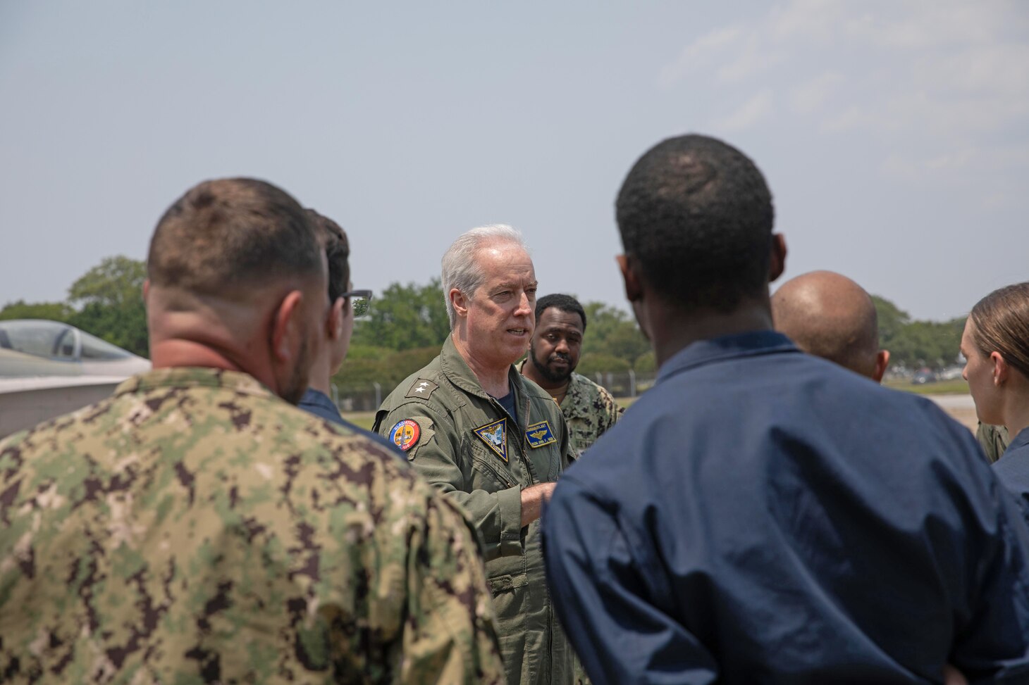 Rear Adm. John Meier, commander, Naval Air Force Atlantic (AIRLANT), congratulates Sailors assigned to the Nimitz-class aircraft carrier USS Harry S. Truman (CVN 75) following their completion of the second Aviation Boatswain's Mate (Handling) University course of instruction on June 9. ABHU is a new course spearheaded by AIRLANT specifically designed for Sailors in the Aviation Boatswain's Mate (Handling) rate. During the course, Sailors refresh their skills and acquire more knowledge through classroom and hands-on training.