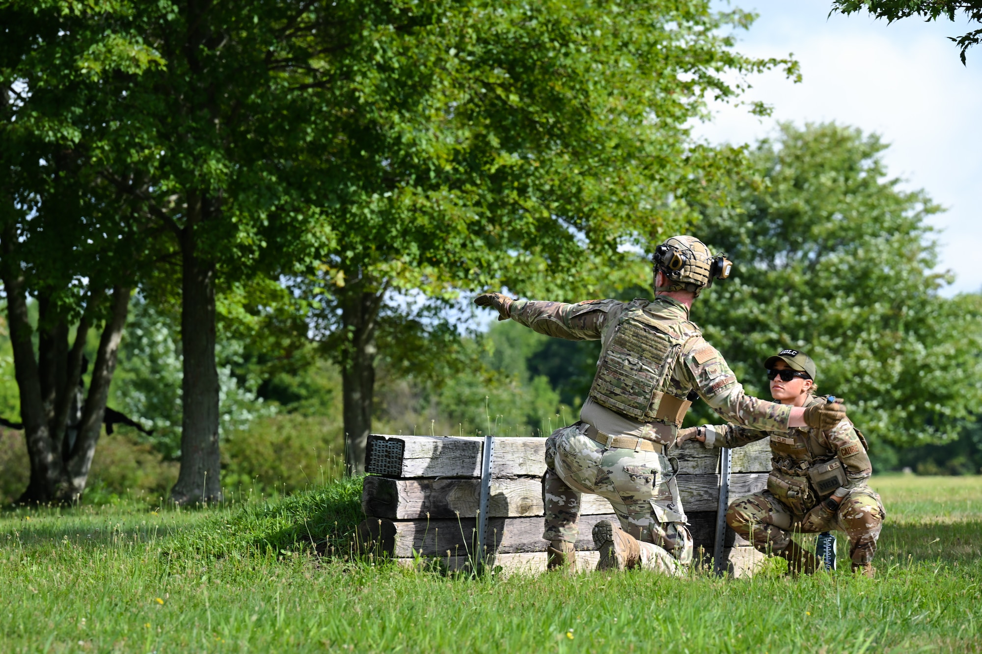 Staff Sgt. Austin Arnold, a Defender assigned to the 910th Security Forces Squadron, prepares to throw a practice grenade on Aug. 15, 2023, at Camp James A. Garfield Joint Military Training Center, Ohio.