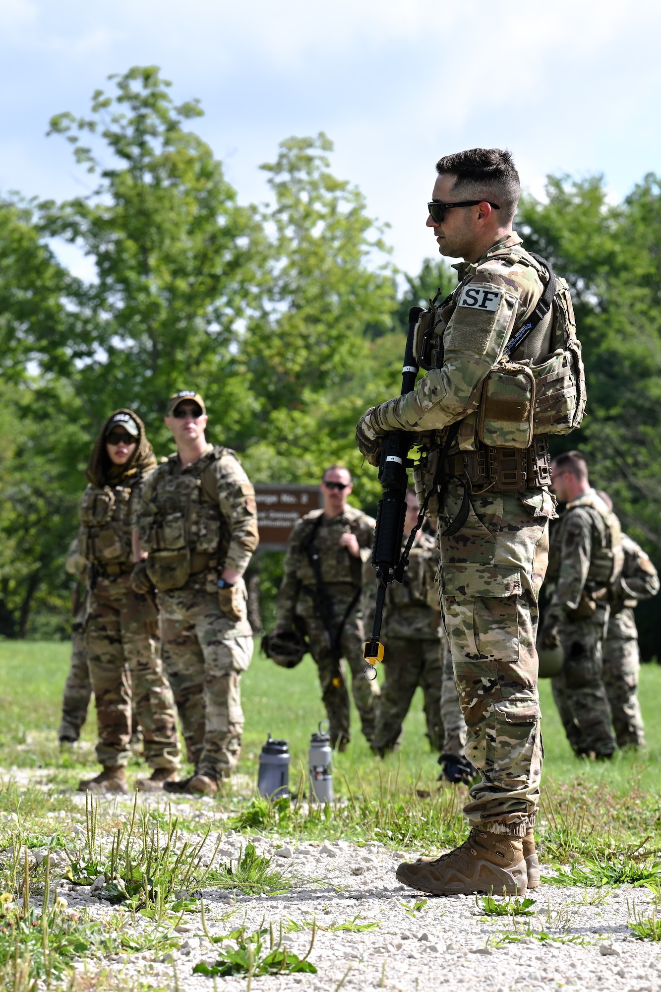 Tech. Sgt. Maurizio Payan, a Defender assigned to the Texas Air National Guard’s 204th Security Forces Squadron, waits to detonate a practice grenade during Integrated Defense Leadership Course grenade training on Aug. 15, 2023, at Camp James A. Garfield Joint Military Training Center, Ohio.