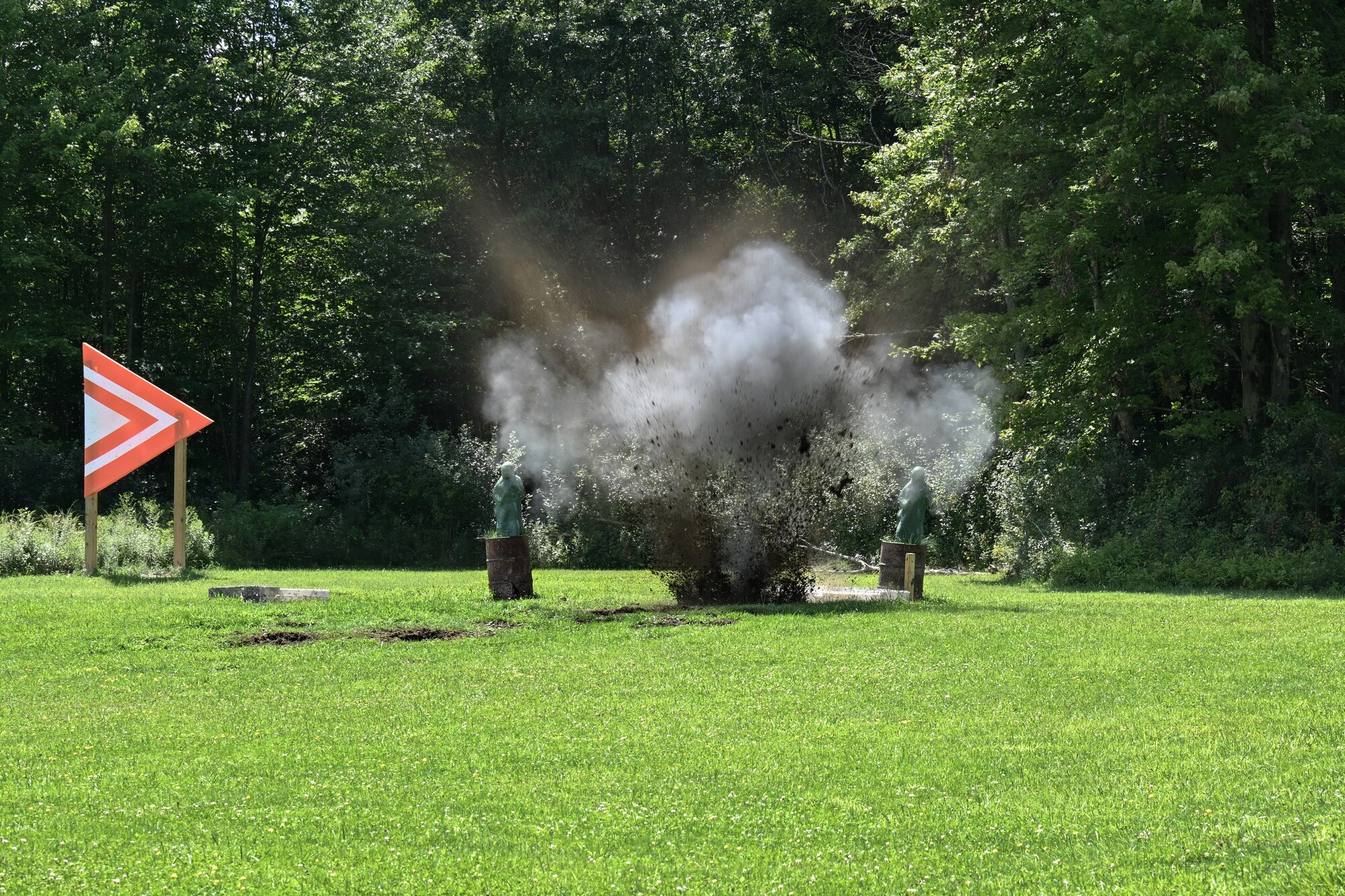 A grenade detonates during an Integrated Defense Leadership Course exercise on Aug. 15, 2023, at Camp James A. Garfield Joint Military Training Center, Ohio.