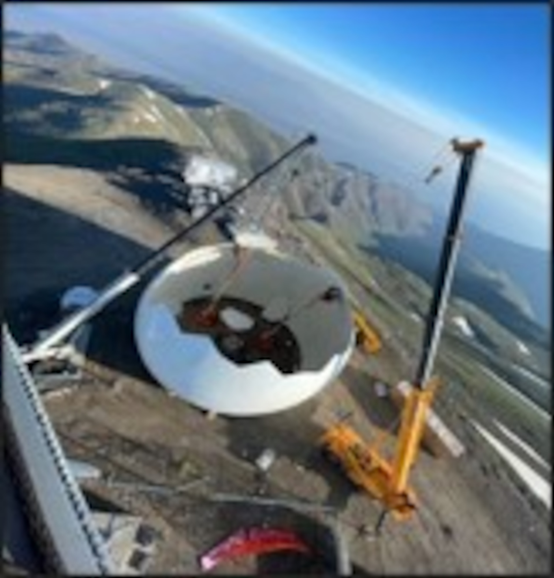 photo of long-range radar randome being repaired on Battle Mountain, Nevada