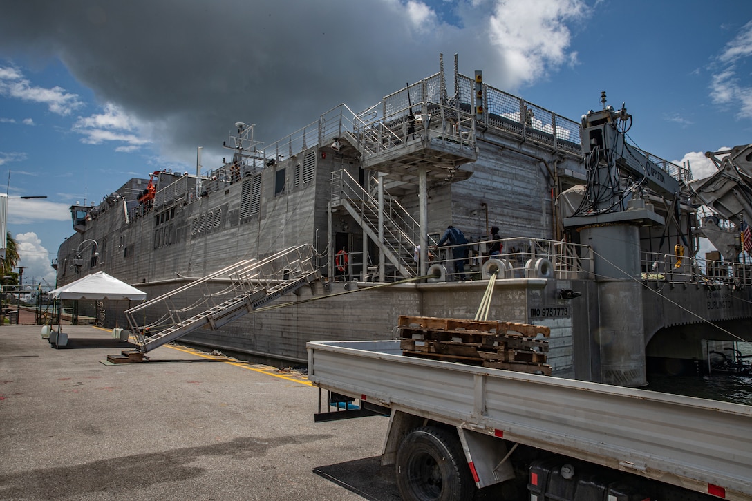Expeditionary fast transport USNS Burlington (T-EFP 10) arrives in Port of Spain, Trinidad and Tobago, Sept 2nd, 2023.