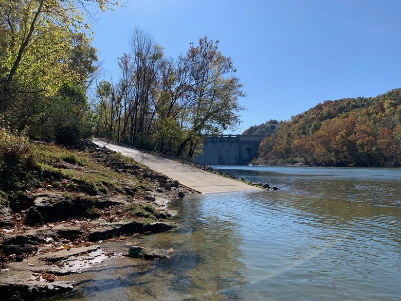 The U.S. Army Corps of Engineers Nashville District announces that construction at Kendall Campground and Day Use Area, including its boat ramp and roadway along the riverside campground, is nearing completion. These areas are expected to re-open by the end of September 2023.  (USACE Photo by Codey Hensley)