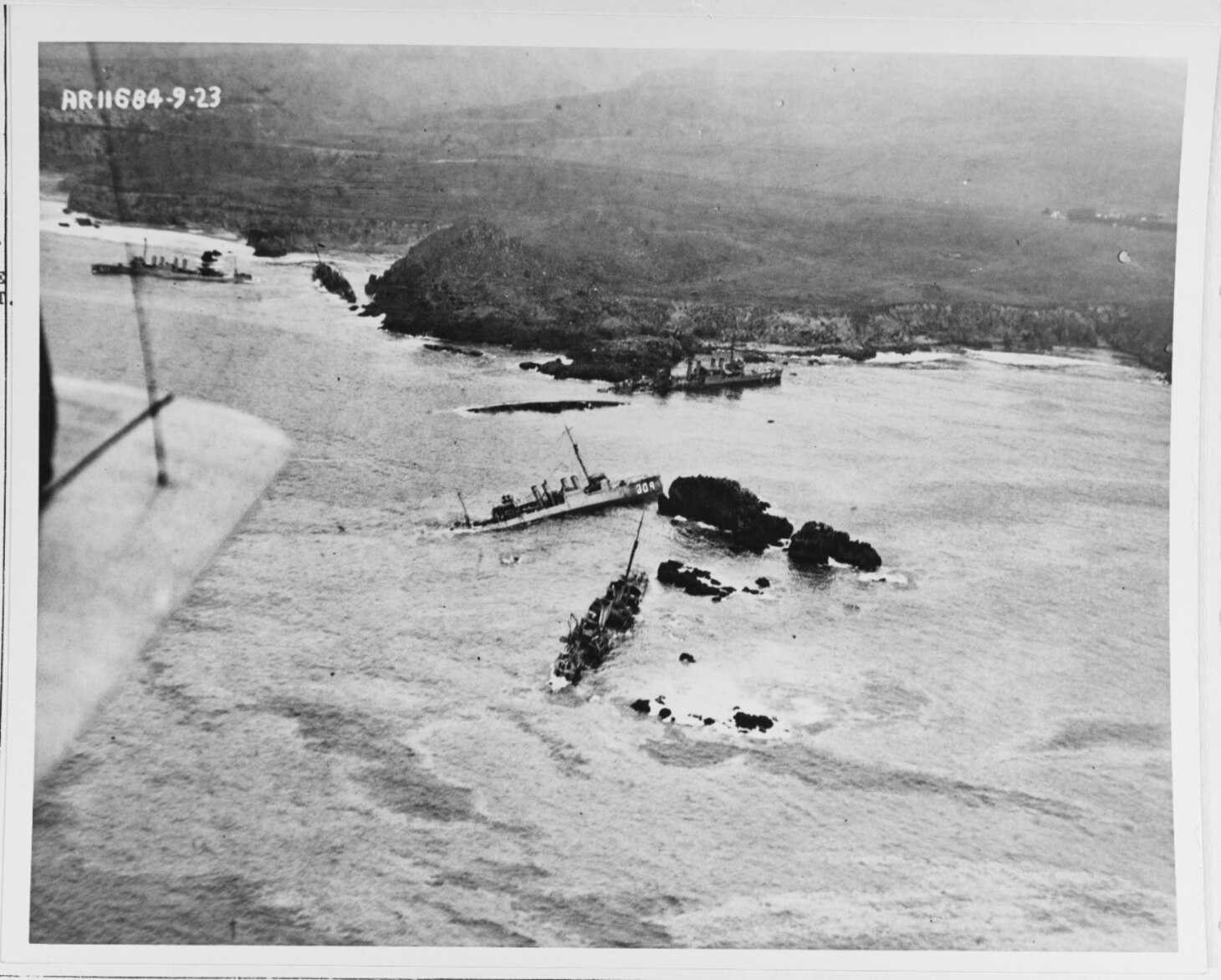 The wrecks of Delphy, S. P. Lee, Young, Woodbury, Nicholas, Fuller, and Chauncy at Honda Point in September 1923