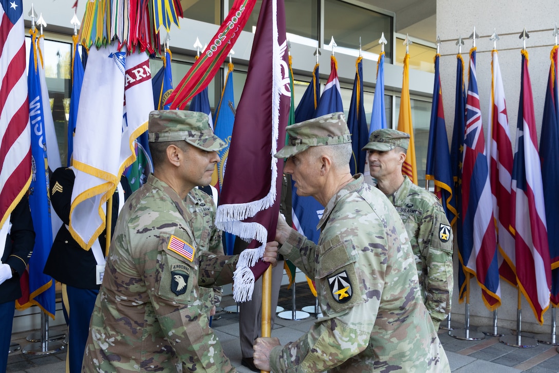 Unit leadership during change of command ceremony