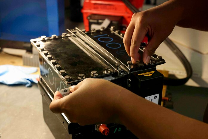 U.S. Air Force Staff Sgt. Mary Daria, 9th Maintenance Squadron electrical and environmental systems craftsmen, installs hardware onto a case lid for use on a U-2 Dragon Lady, and T-38 Talon, Aug. 11, 2023, at Beale Air Force Base, California.