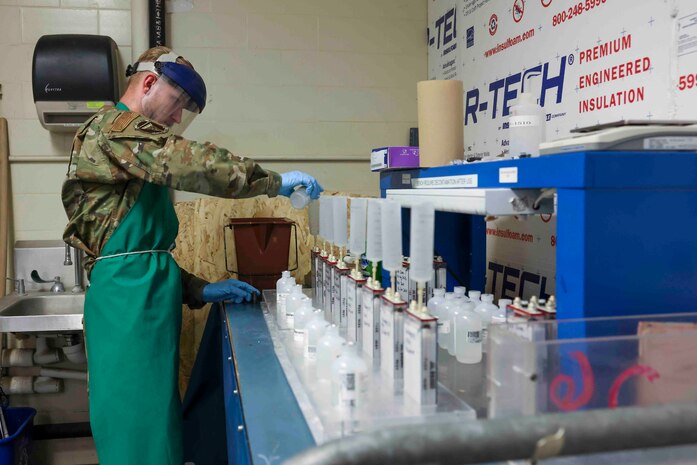 U.S. Air Force Senior Airman Maxwell Karline, 9th Maintenance Squadron electrical and environmental systems craftsmen, adds electrolyte solution to a battery cell using a narrow syringe prior to its initial charge Aug. 16, 2023, at Beale Air Force Base, California.