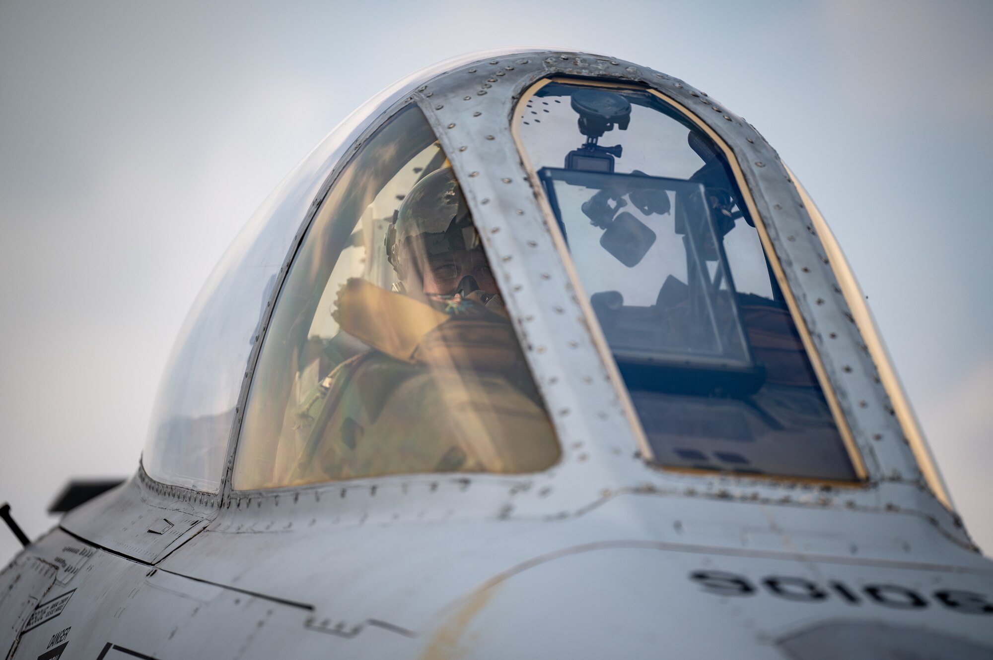 U.S. Air Force Capt. John Kauffman, 25th Fighter Squadron pilot, taxis to the runway at Osan Air Base, Republic of Korea, Aug. 31, 2023. The 25th FS conducts daily aerial training missions to enhance skills and proficiencies, strengthening its defensive posture in the Indo-Pacific region. (U.S. Air Force photo by Staff Sgt. Thomas Sjoberg)