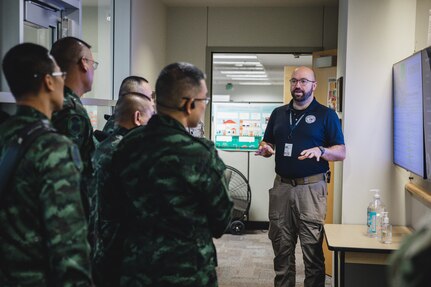 Mr. Kevin Wickersham, Response Section Manager, Washington Emergency Management Division briefs LTG Nirandorn Srikacha, Deputy Chief of Staff for Civil Affairs, Royal Thai Army