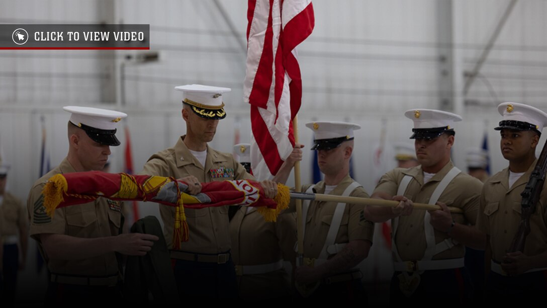 U.S. Marines with the Marine Innovation Unit (MIU), Marine Forces Reserve, prepare the flag during a flag unfurling and unit activation ceremony at Stewart Air National Guard Base, Newburgh, New York, May 5, 2023. The activation of MIU represents the Marine Corps’ utilization of Reserve Marines’ civilian backgrounds and experience. MIU leverages existing Marine talent in order to: accelerate the adoption of advanced capabilities; transform Naval Service capacity for technology employment; and retain and invest in Total Force human capital.