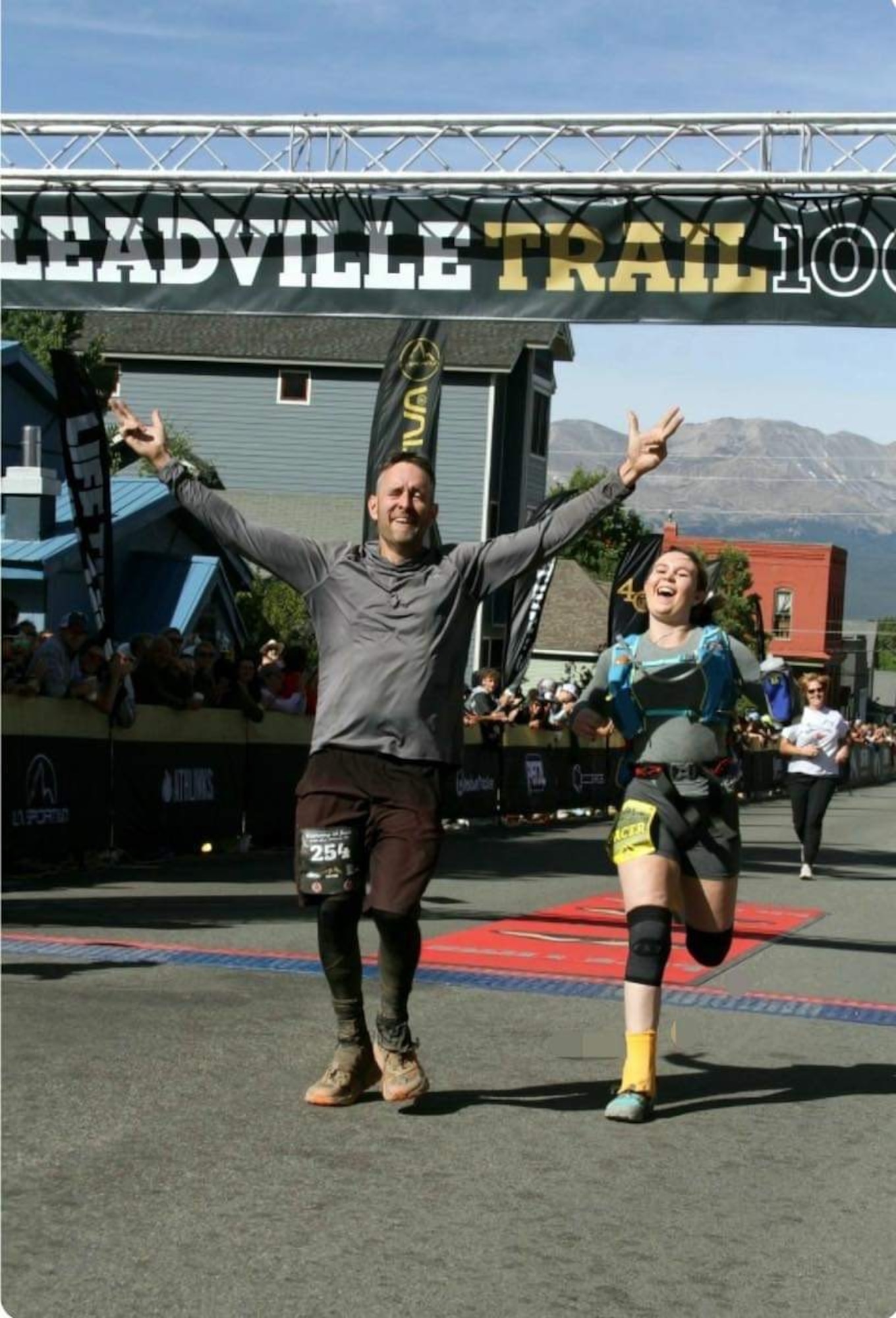 Patrick Buzzard, 4th Test and Evaluation Squadron security manager, left, and his daughter, Hailey Buzzard, right, cross the finish line of the Leadville Trail 100 Run near Leadville, Colorado, Aug. 20, 2023. Hailey paced her father for the final 12.4 miles of the race. The Leadville Trail 100 Run is an ultramarathon held annually on rugged trails and dirt roads through the heart of the Rocky Mountains. The course is a 50-mile out-and-back dogleg run primarily on the Colorado Trail, starting at 10,200 feet. The centerpiece of the course is the climb up to Hope Pass at 12,620 feet, encountered on both the outbound trek and on the return. Buzzard finished the 100-mile course in 29 hours, 48 minutes, and 57 seconds, just beating the 30-hour time limit. (Courtesy photo)