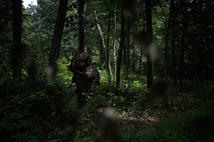 DAGRE team members from the 193rd Special Operations Security Forces Squadron participate in Exercise Iron Keystone at Fort Indiantown Gap, Pennsylvania, August 5, 2023.