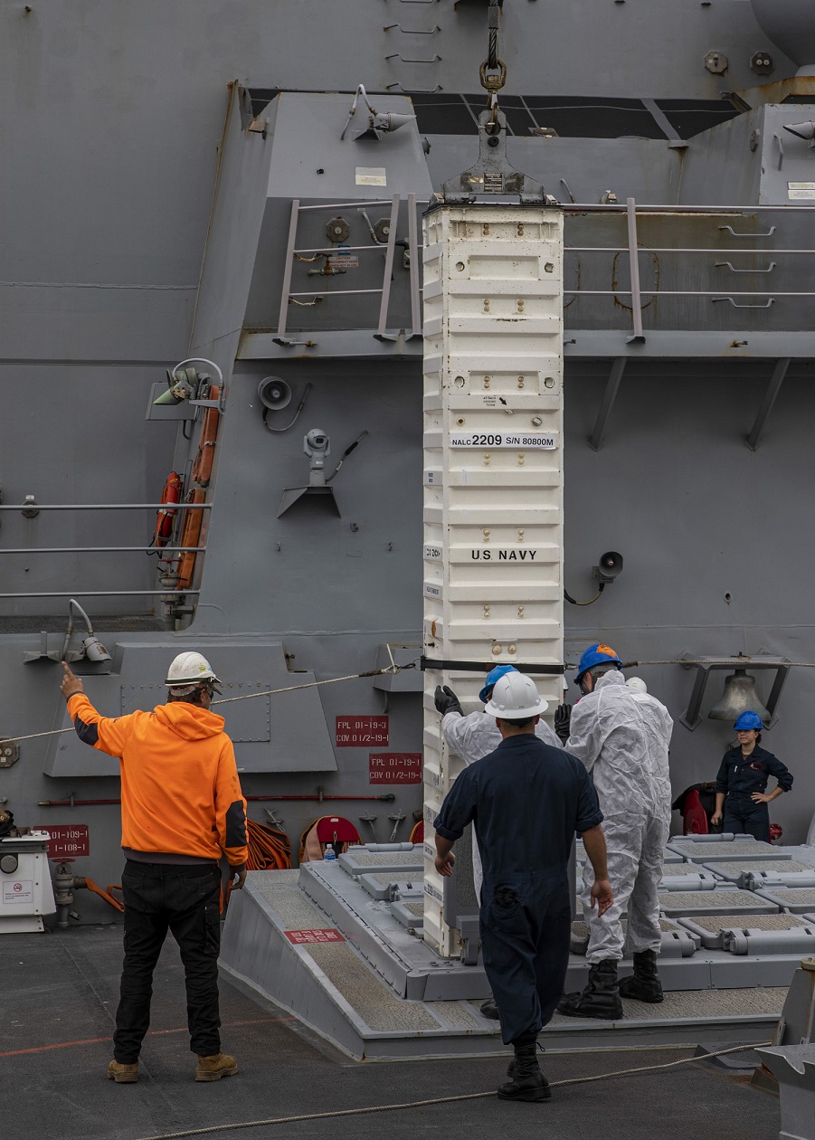 Destroyer USS Rafael Peralta completes first live missile on-load in ...