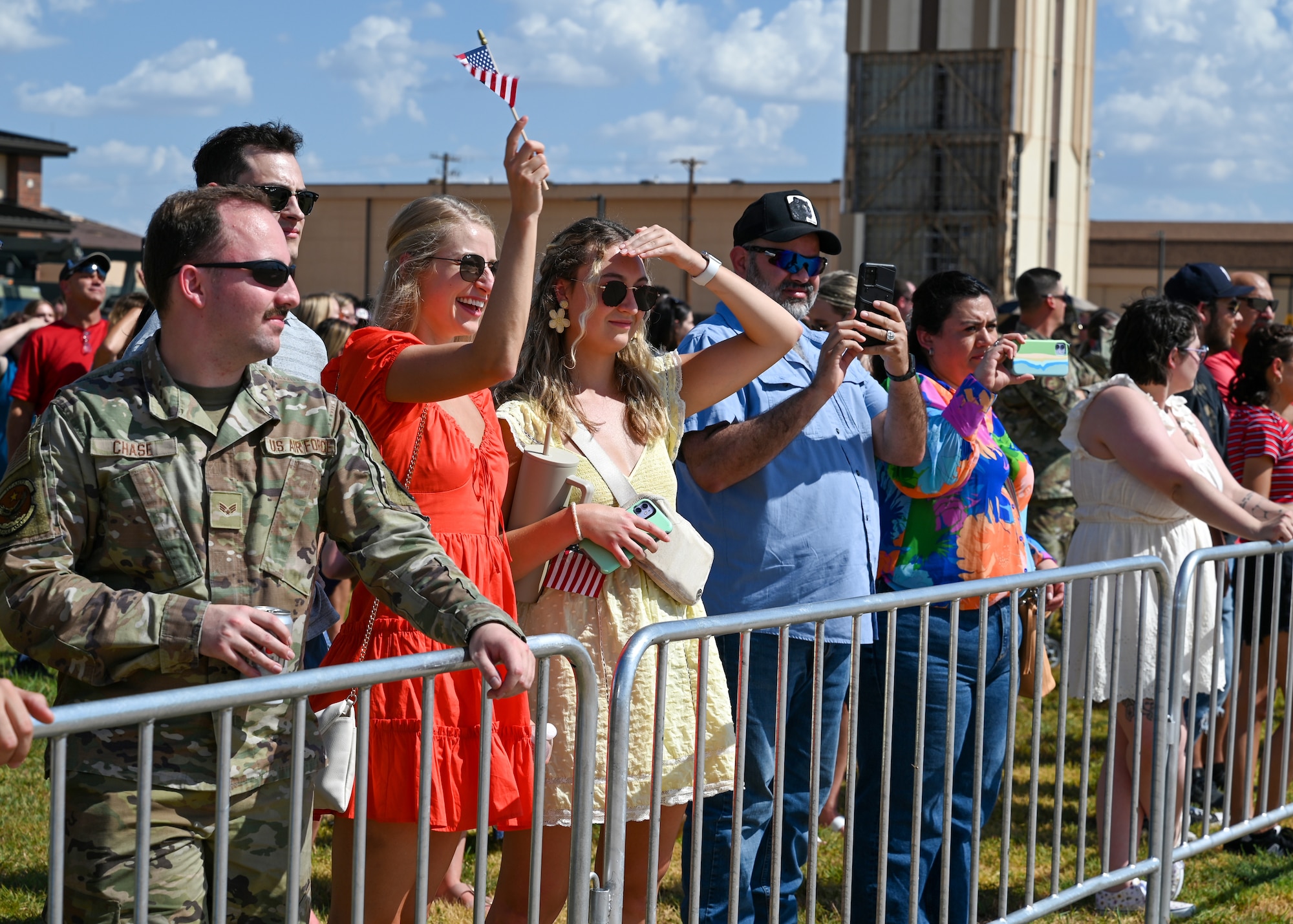 Families and friends of Airmen assigned to the 317th Airlift Wing wait for returning members.