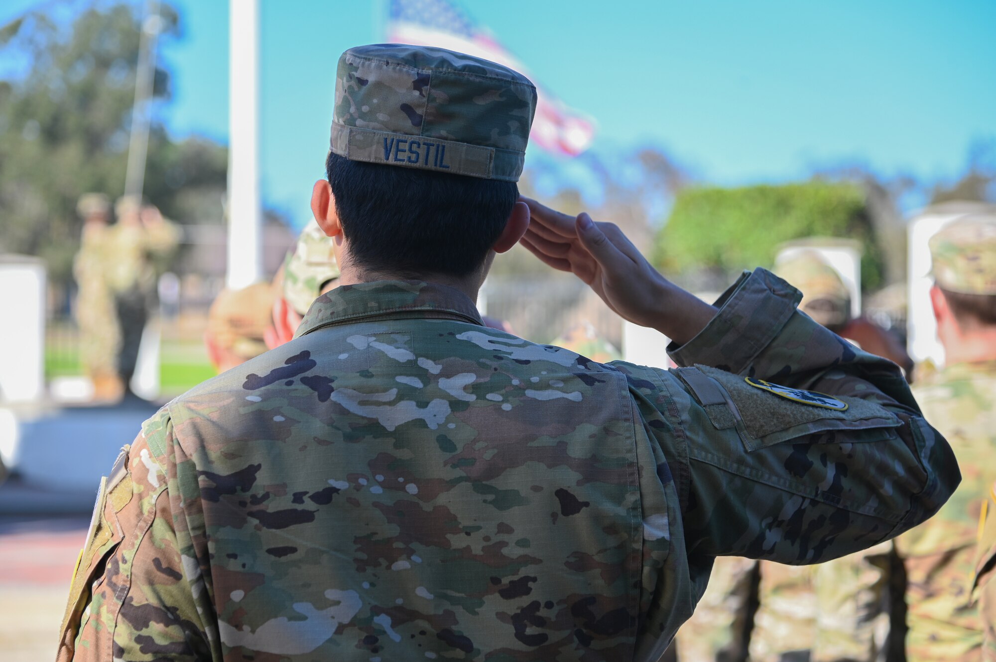 airmen and guardians do retreat ceremony at vandenberg