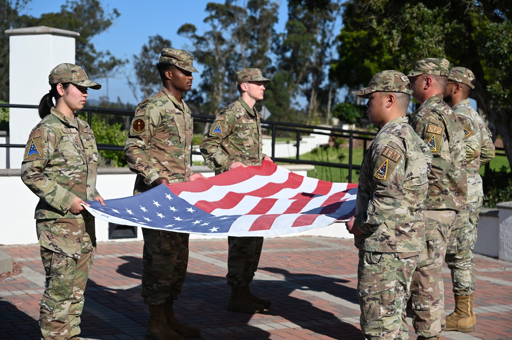 airmen and guardians do retreat ceremony at vandenberg