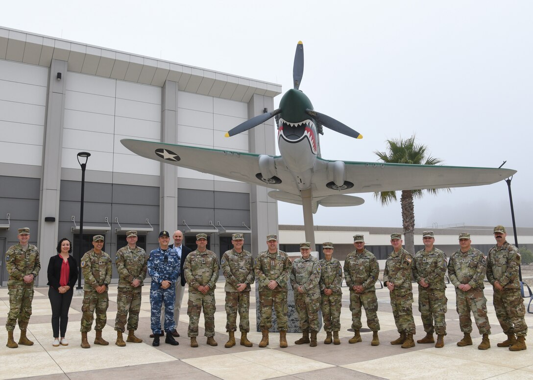 U.S. Space Force Chief of Space Operations Gen. Chance Saltzman, poses for a group photo during a visit at Vandenberg Space Force Base, California on Aug. 23, 2023.