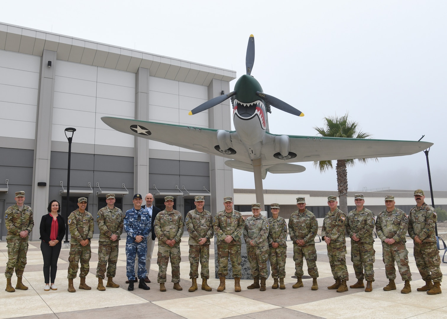 U.S. Space Force Chief of Space Operations Gen. Chance Saltzman, poses for a group photo during a visit at Vandenberg Space Force Base, California on Aug. 23, 2023.