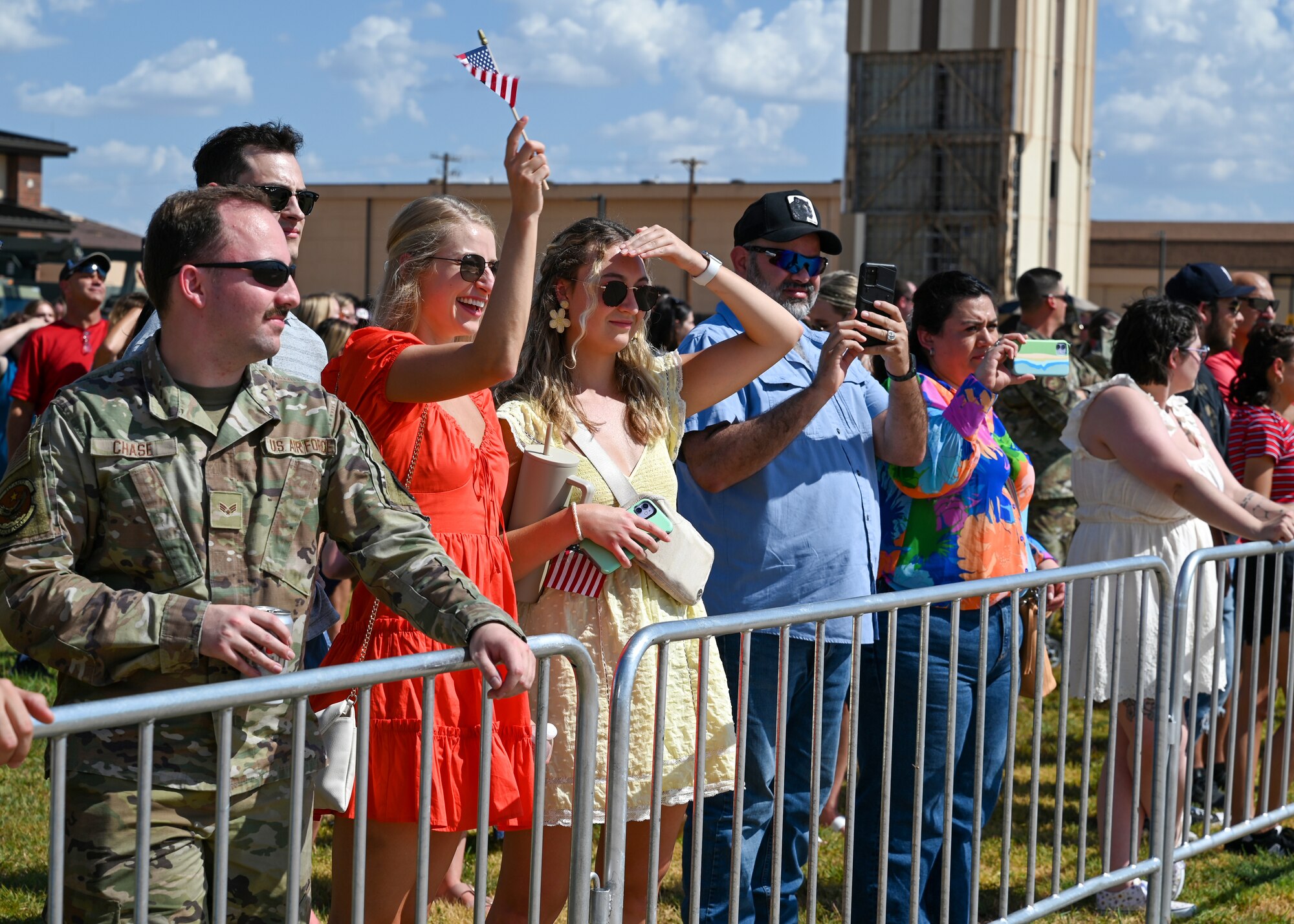 Families and friends of Airmen assigned to the 317th Airlift Wing wait for returning members.