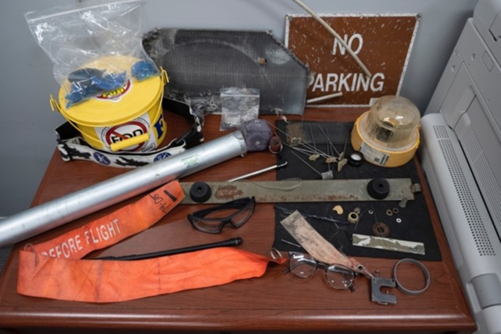 Foreign object debris sits on a table