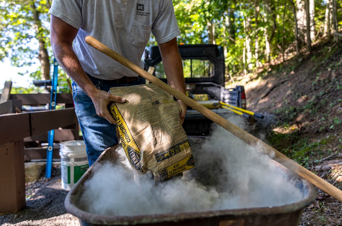 Park rangers and maintenance workers add amenities for visitors at Stonewall Jackson