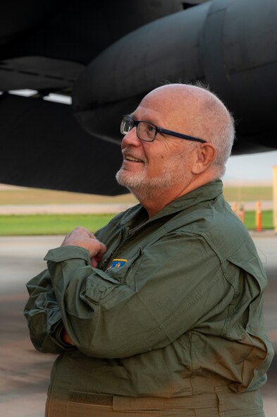 The Honorable Tom Ross, mayor of Minot, North Dakota, observes pre-flight checks on a B-52H Stratofortress at Minot Air Force Base, North Dakota, Sept. 6, 2023. Mayor Ross was invited to participate in a flight with the 5th Bomb Wing to demonstrate their commitment to strengthening the relationship with community partners. (U.S. Air Force Photo by Airman 1st Class Alexander Nottingham)