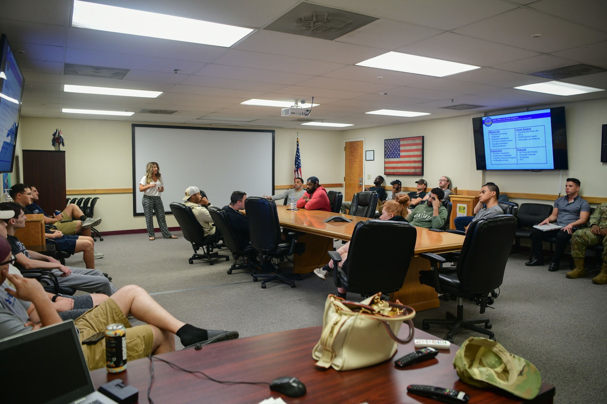 Anne Noll, 9th Force Support Squadron Military and Family Readiness community readiness consultant, teaches a finance class to Armen on Aug. 28, 2023, on Beale Air Force Base, California.