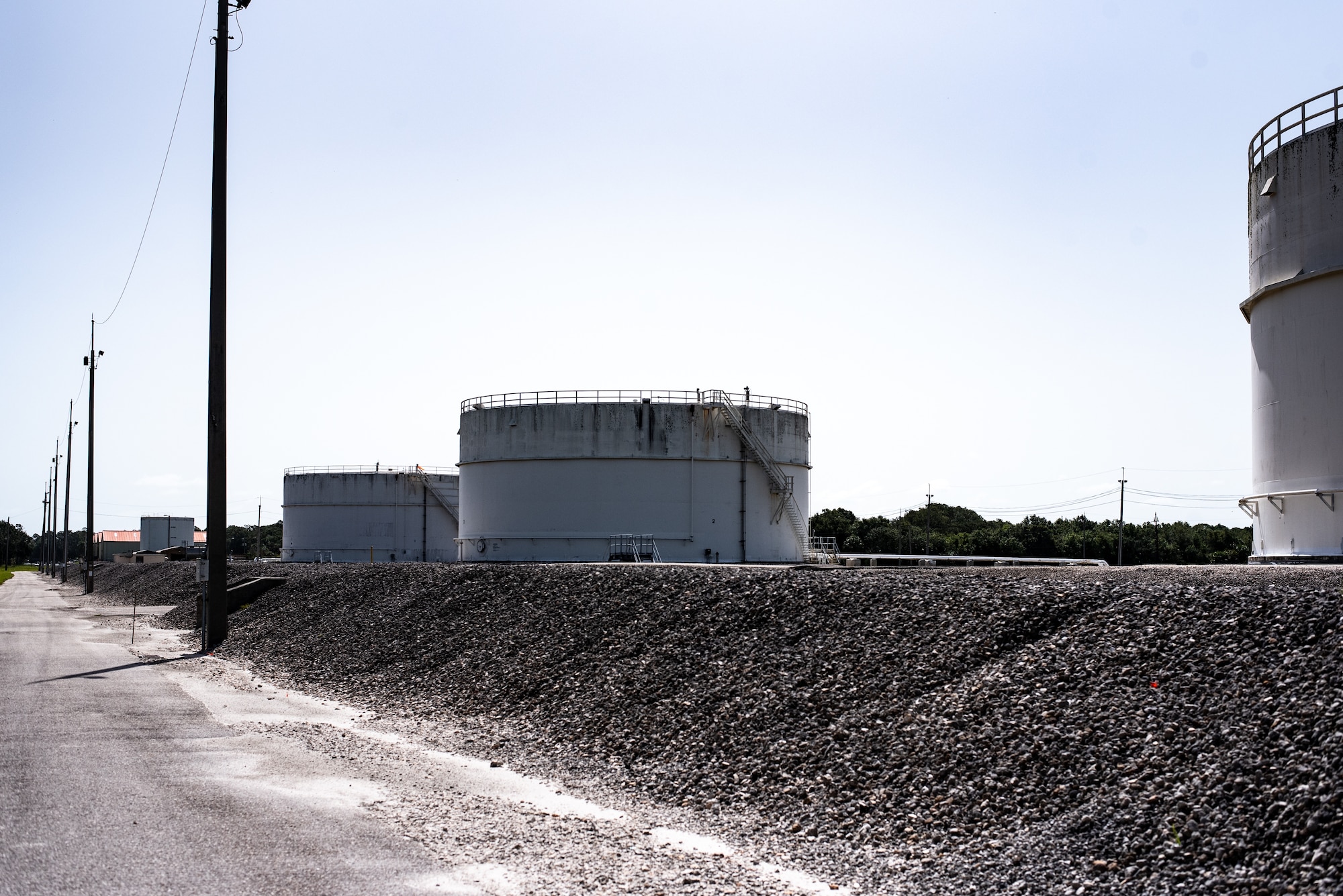 Jet fuel storage tanks are shown at MacDill Air Force Base, Florida, Aug. 22, 2023.