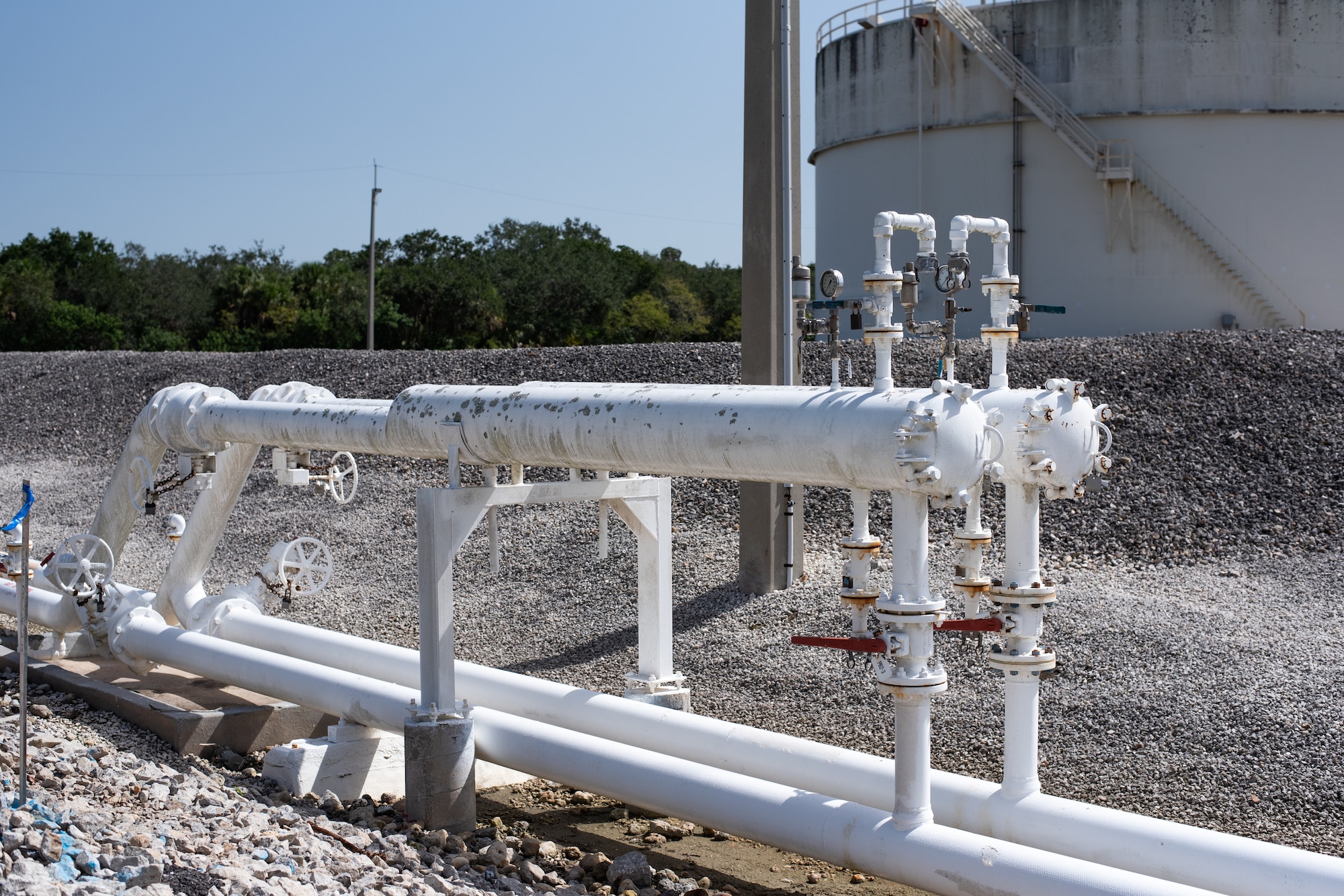 Jet fuel pipelines are shown at MacDill Air Force Base, Florida, Aug. 22, 2023.