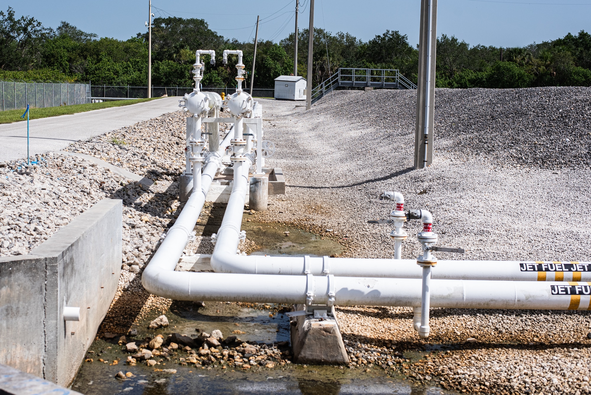 Jet fuel pipelines are shown at MacDill Air Force Base, Florida, Aug. 22, 2023.