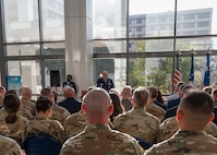 Air Force commander delivers speech