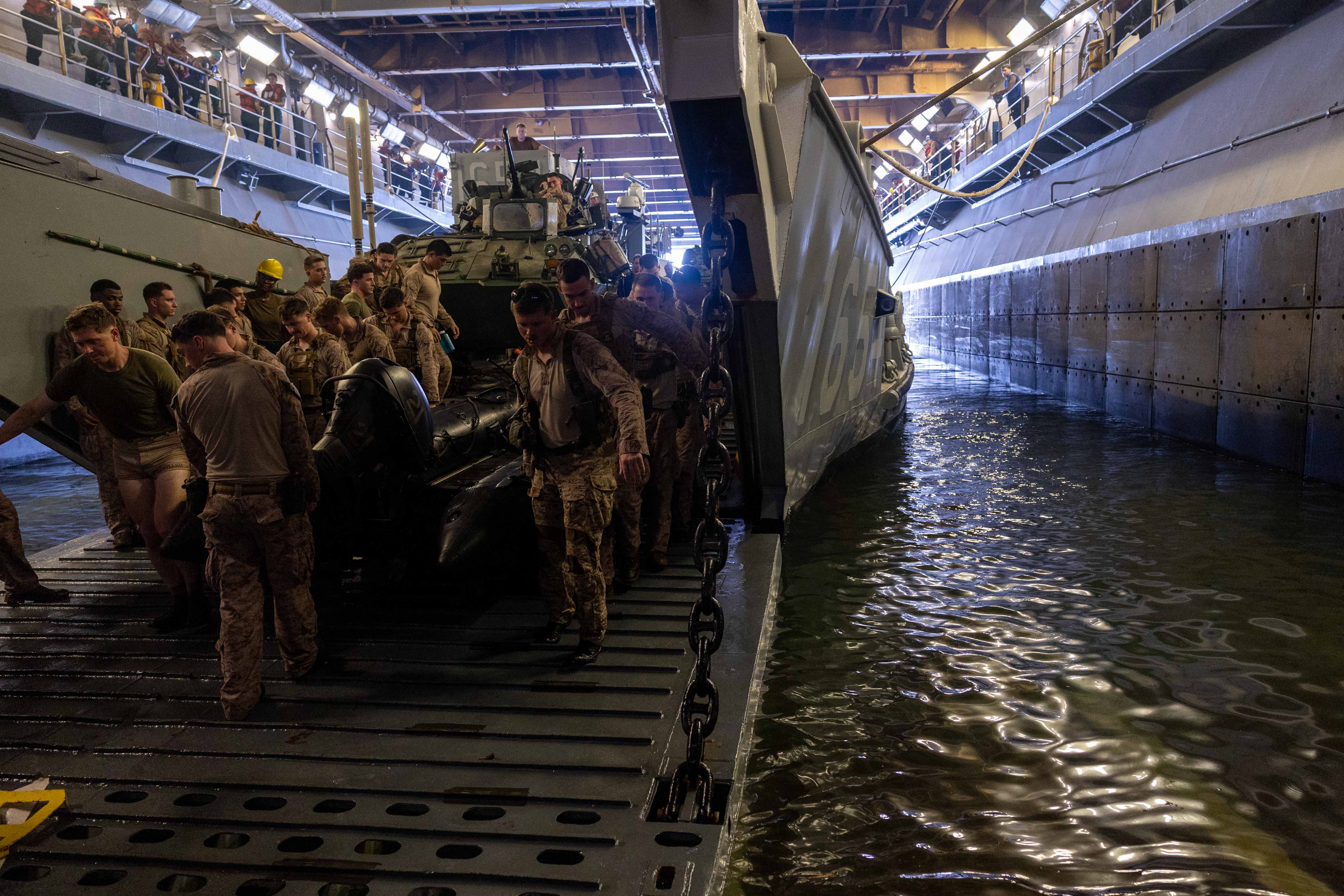Marines assigned to the 26th Marine Expeditionary Unit (MEU) and U.S. Naval Special Warfare Operators assigned to Special Operations Joint Task Force-Central conduct small boat training in the Arabian Gulf, Sept. 5, 2023.