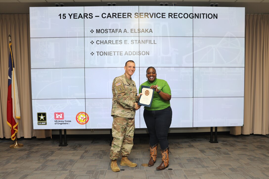 Forty-one SWG employees marked their anniversaries of federal employment at the one, five, 10, 15, 20-, 30-, 35- and 40-year points.