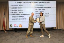 Forty-one SWG employees marked their anniversaries of federal employment at the one, five, 10, 15, 20-, 30-, 35- and 40-year points.