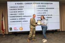 Forty-one SWG employees marked their anniversaries of federal employment at the one, five, 10, 15, 20-, 30-, 35- and 40-year points.