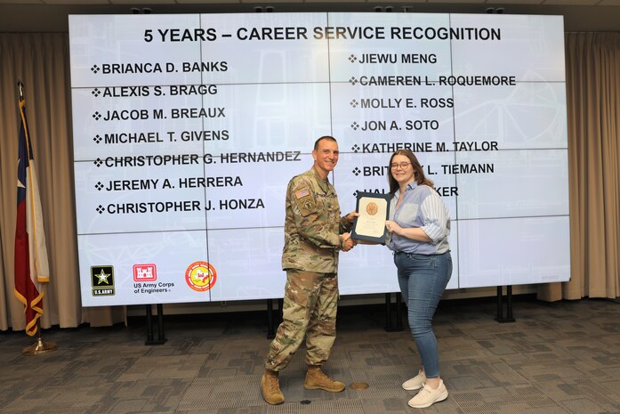 Forty-one SWG employees marked their anniversaries of federal employment at the one, five, 10, 15, 20-, 30-, 35- and 40-year points.