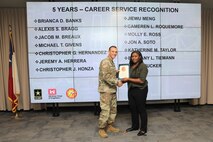 Forty-one SWG employees marked their anniversaries of federal employment at the one, five, 10, 15, 20-, 30-, 35- and 40-year points.