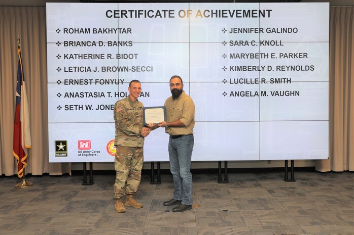 Bakhtyar received the award for contributions as a hydrologist with the Water Management Section and the development of a Real Time Simulation model used to support local water control and emergency management operations for Corpus Christi.