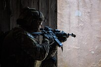 DAGRE team members from the 193rd Special Operations Security Forces Squadron participate in Exercise Iron Keystone at Fort Indiantown Gap, Pennsylvania, August 5, 2023. The exercise brought together Airmen from three wings across the state in order to prepare for future conflicts through agile combat employment. (U.S. Air National Guard photo by Senior Airman Diana Snyder)