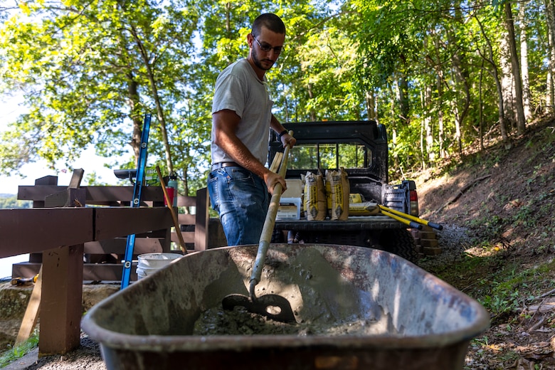 Park rangers and maintenance workers add amenities for visitors at Stonewall Jackson