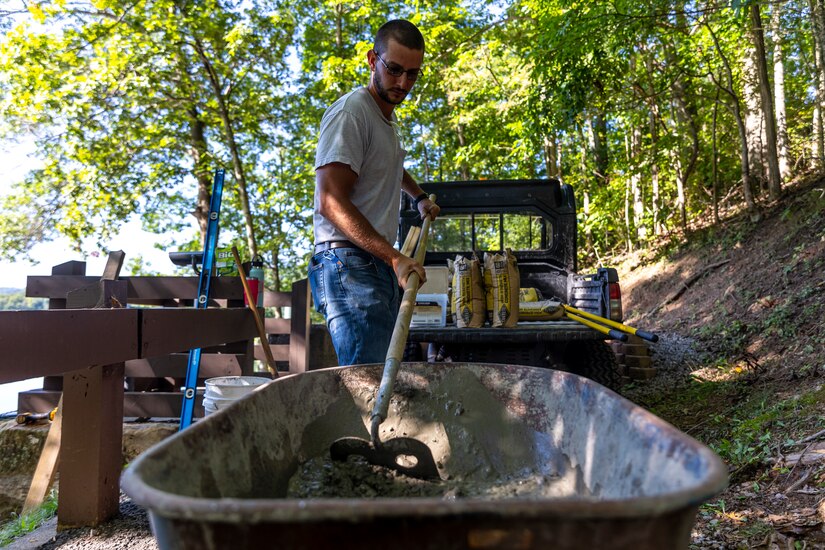 Park rangers and maintenance workers add amenities for visitors at Stonewall Jackson