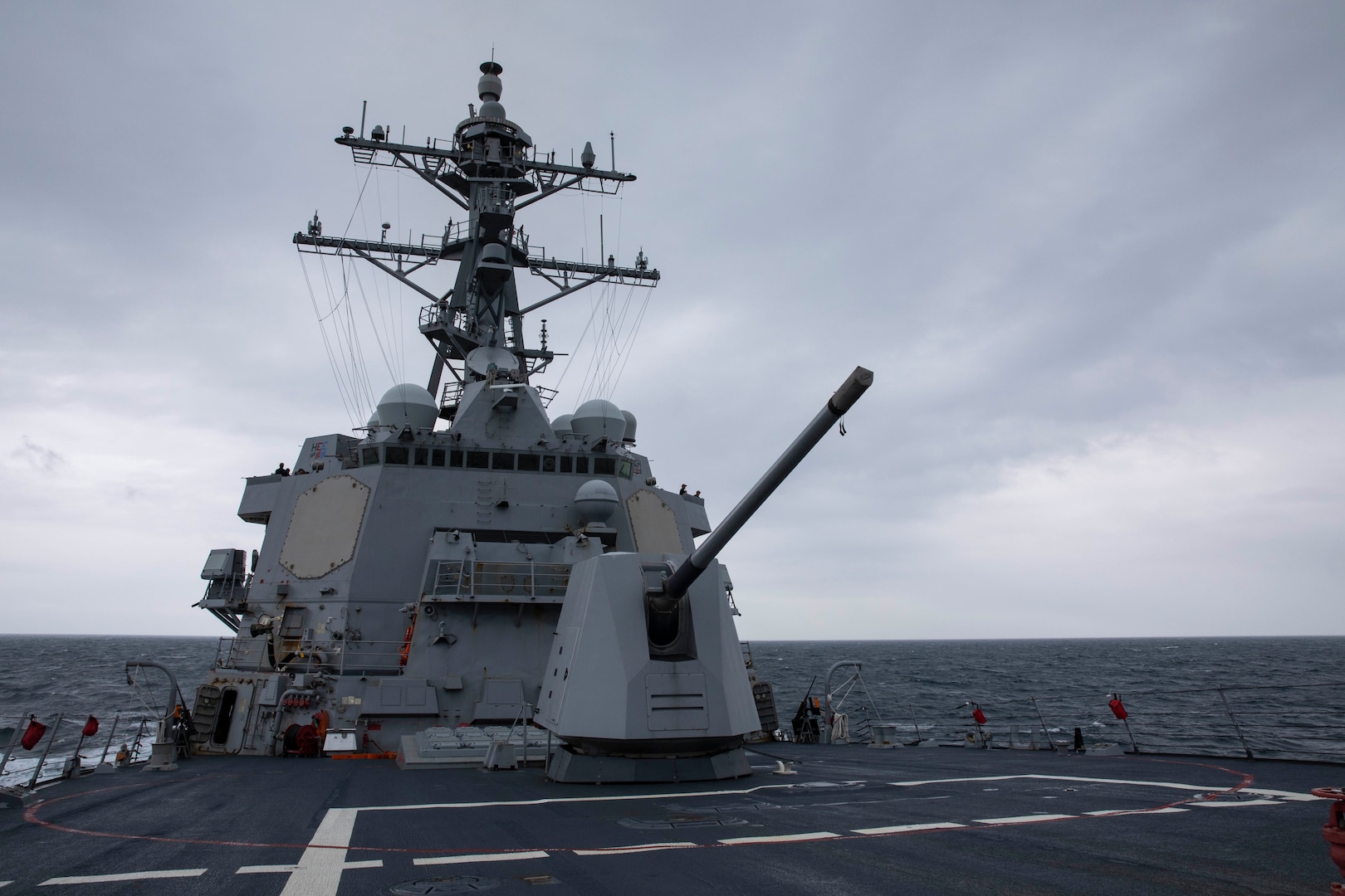 The Arleigh Burke-class guided-missile destroyer USS Ralph Johnson (DDG 114) conducts routine underway operations. Ralph Johnson is forward-deployed to the U.S. 7th Fleet area of operations in support of a free and open Indo-Pacific.