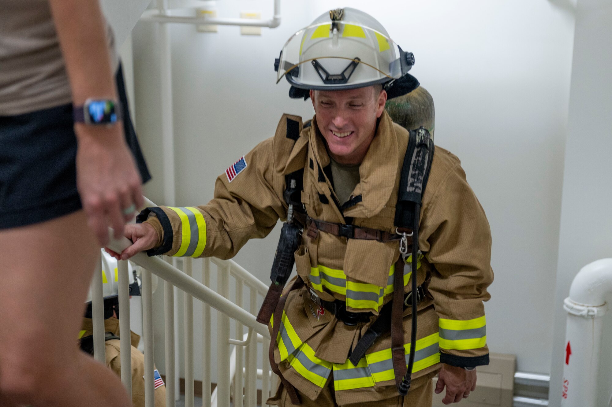 U.S. Air Force Col. Paul Davidson, 51st Fighter Wing deputy commander, participates in a 9/11 memorial stair climb at Osan Air Base, Republic of Korea, Sept. 11, 2023.
