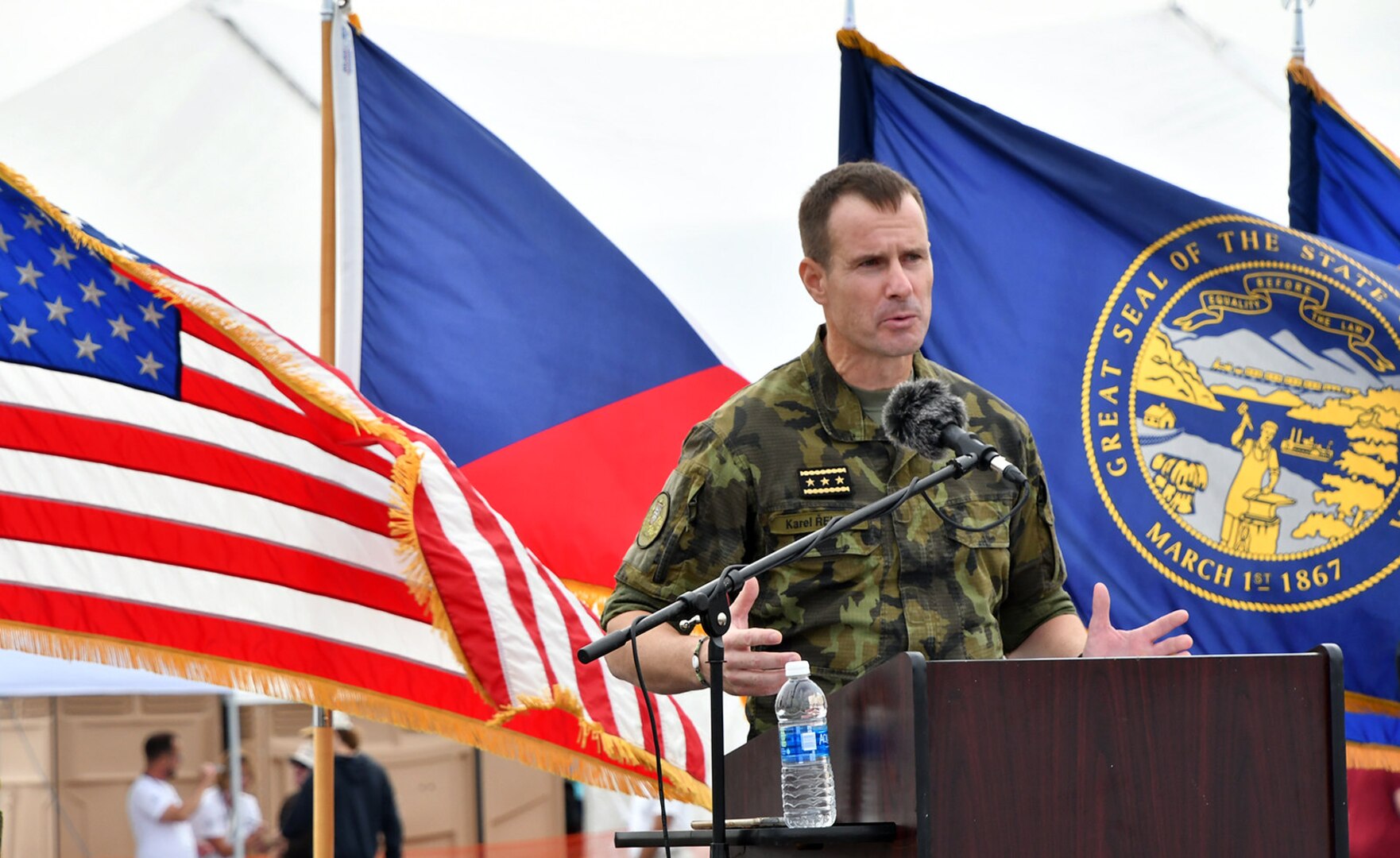 Members of a Czech Delegation including Czech Armed Forces, and Nebraska National Guard leadership came to Nebraska to participate in the airshow this year in celebration of 30 years of partnership with Nebraska and Texas through the Department of Defense’s State Partnership Program Aug. 26, 2023.