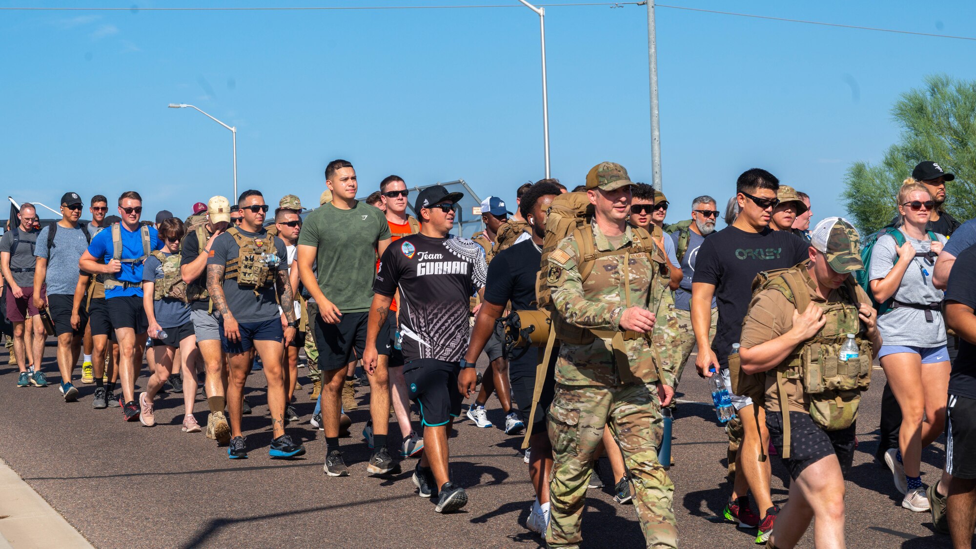 Members of the 56th Civil Engineer Squadron participate in the CES 9/11 Commemorative Ruck Sept. 11, 2023, at Luke Air Force Base, Arizona.