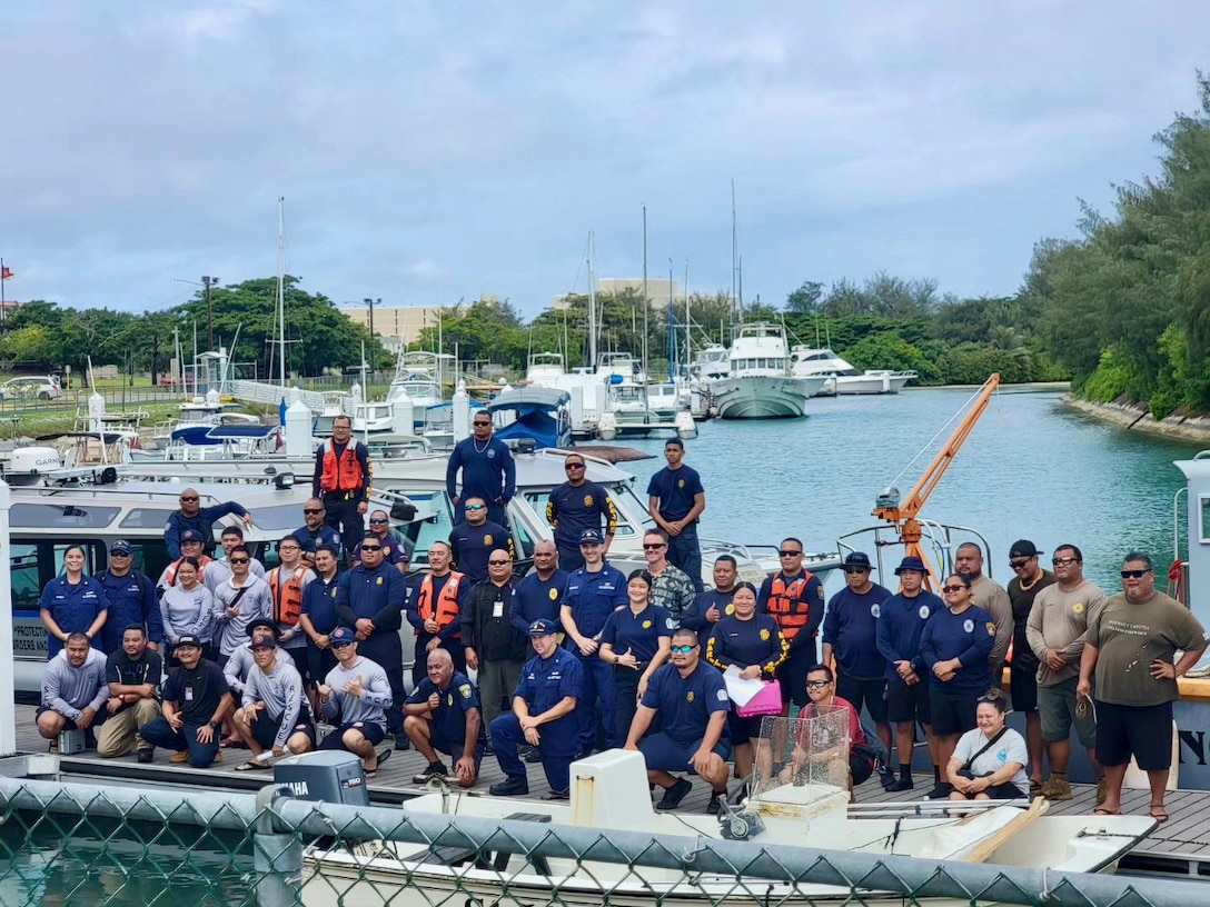 U.S. Coast Guard Forces Micronesia/Sector Guam and Station Apra Harbor personnel team up with seven local CNMI departments to conduct a comprehensive Search and Rescue Exercise off the coast of Saipan near Managaha Island on Sept. 7 and 8, 2023. Building upon the foundations of a 2022 SAREX, this two-day event showcased interagency coordination, expertise, and invaluable training that are critical for the success of real-world search and rescue operations. The event involved more than 40 participants from various agencies, including the Department of Public Safety, Department of Fire and Emergency Management Services, Customs and Biosecurity, CPA Port Police, and several environmental quality departments. It commenced with a simulated 911 call reporting a vessel on fire a few nautical miles off the coast. Within an hour, six boats carrying over 30 rescue personnel were underway, implementing the search pattern lessons the Coast Guard team provided the previous day.