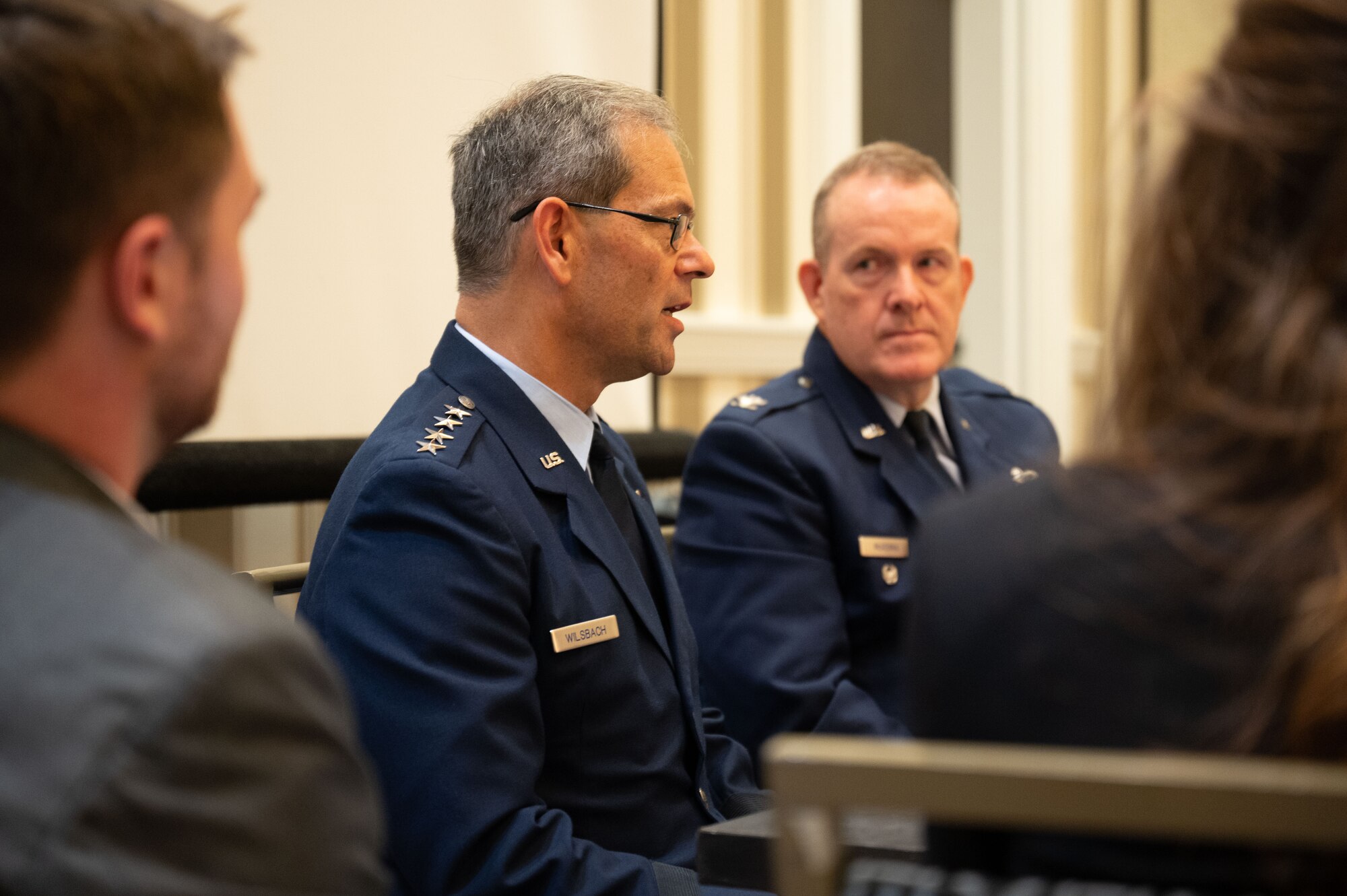 Gen. Ken Wilsbach, Pacific Air Forces commander, unveils “PACAF Strategy 2030: Evolving Airpower” during a media briefing at the Air and Space Forces Association’s Air, Space and Cyber Conference in National Harbor, Maryland, Sept. 11, 2023. PACAF leadership developed the strategy to ensure the command’s 46,000 Airmen and civilians continue to advance areas such as agile combat employment, maritime strike, multi-capable Airmen, resilient basing, information and intelligence sharing, and contested logistics. (U.S. Air Force photo by Master Sgt. Gena Armstrong)