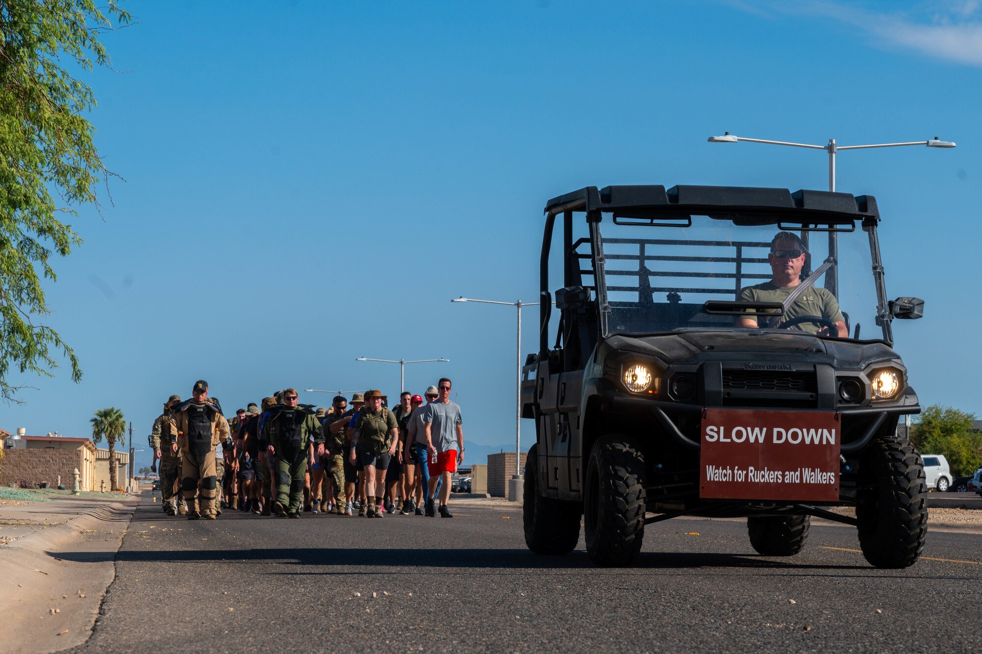 Members of the 56th Civil Engineer Squadron participate in the CES 9/11 Commemorative Ruck Sept. 11, 2023, at Luke Air Force Base, Arizona.