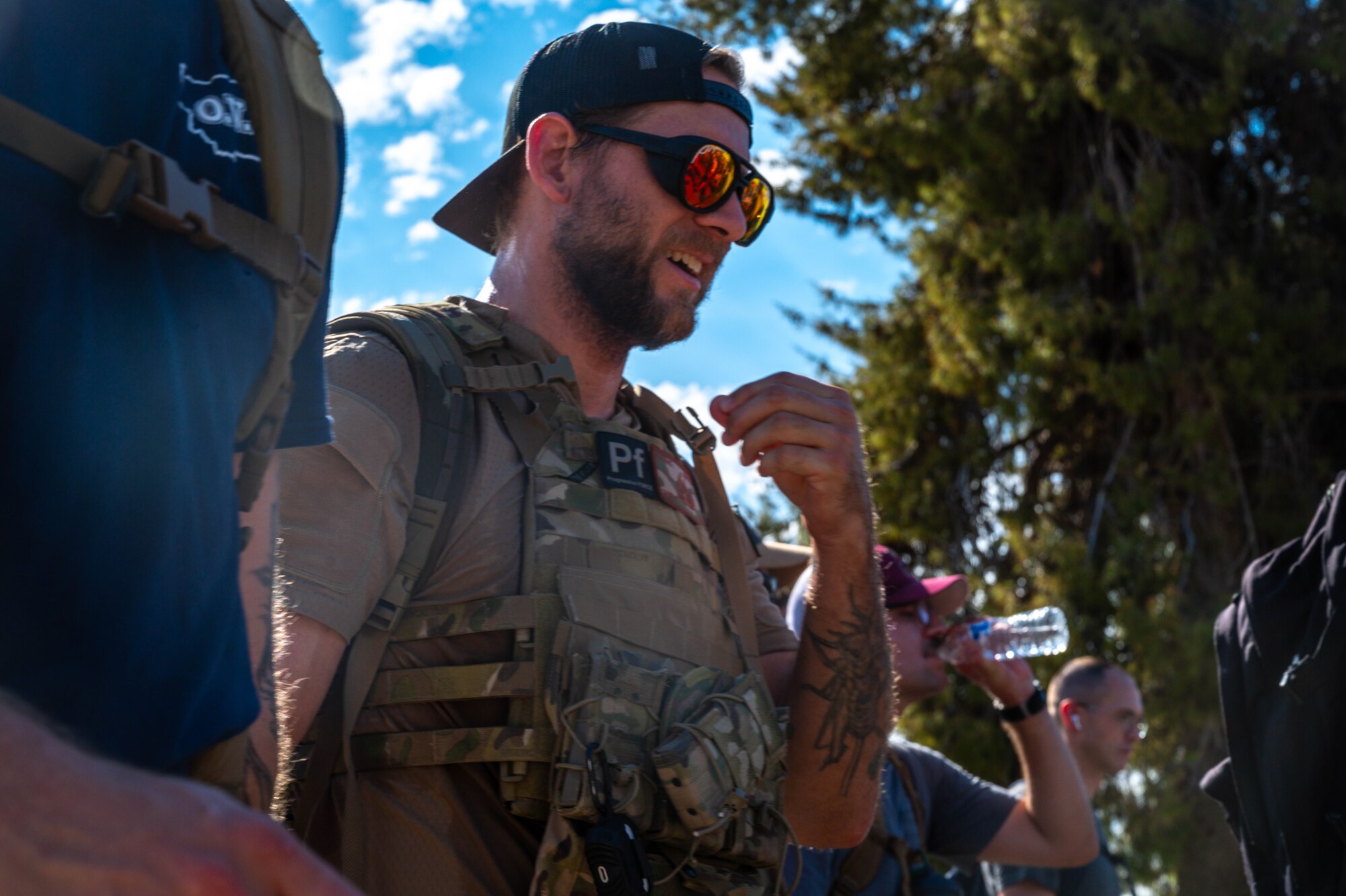 Master Sgt. Shane Bridges, 56th Civil Engineer Squadron explosive ordnance disposal participates in the CES 9/11 Commemorative Ruck Sept. 11, 2023, at Luke Air Force Base, Arizona.