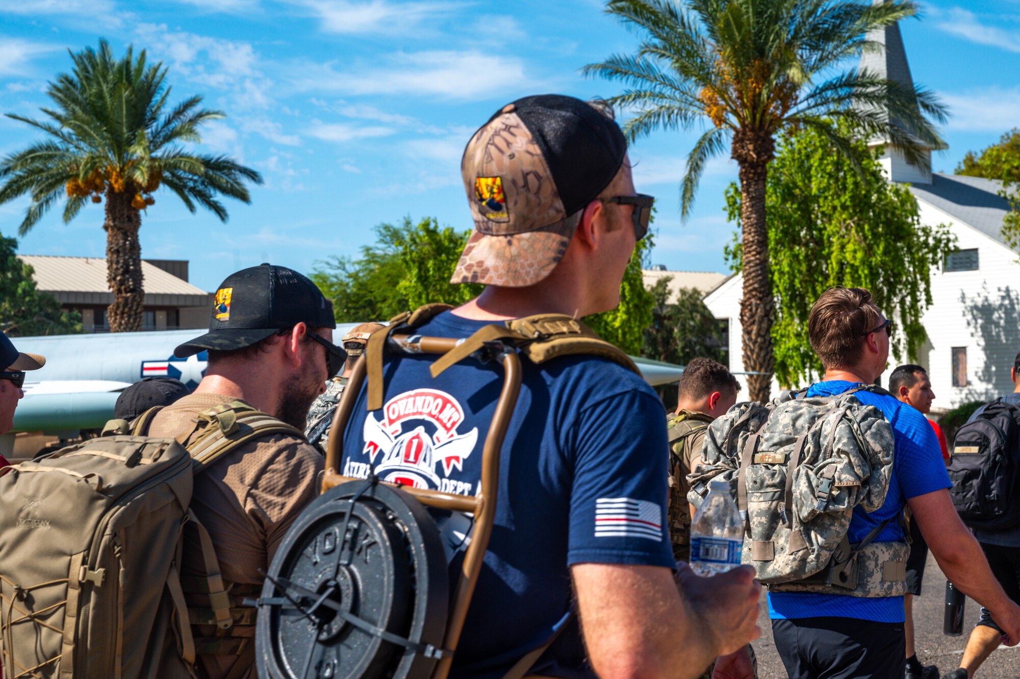 Members of the 56th Civil Engineer Squadron participate in the CES 9/11 Commemorative Ruck Sept. 11, 2023, at Luke Air Force Base, Arizona.